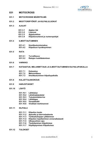 031 MOTOCROSS 2011 1.1.pdf - Suomen Moottoriliitto SML ry.