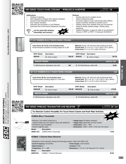 Access & Egress Solutions - SDC Security Door Controls