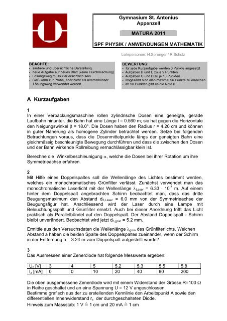 Mathematik/Physik (Schwerpunktfach) - Gymnasium St. Antonius ...