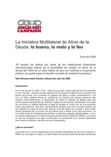 La Iniciativa Multilateral de Alivio de la Deuda: lo bueno, lo ... - Choike