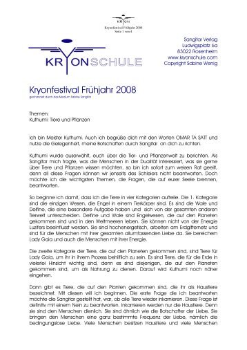Kryonfestival Frühjahr 2008 - Kryonschule