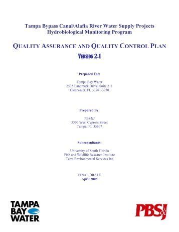 quality assurance and quality control plan - Tampa Bay Water