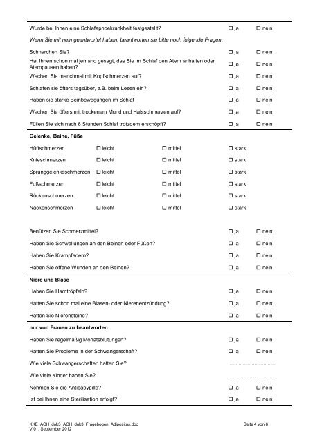 Fragebogen für Patientinnen und Patienten