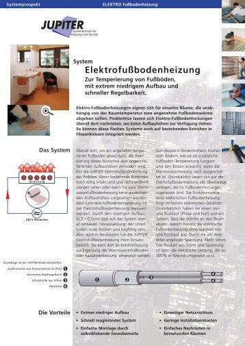 Elektrofußbodenheizung - JUPITER Heizsysteme GmbH