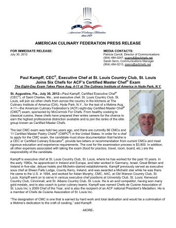 Paul Kampff, CECÃ‚Â®, Executive Chef at St. Louis - American Culinary ...