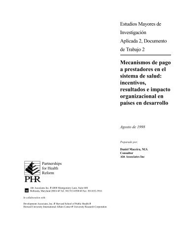 Mecanismos de pago a prestadores en el sistema de salud - PHRplus