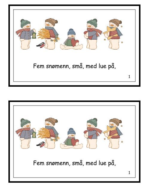 Fem smÃ¥ snÃ¸menn Fem smÃ¥ snÃ¸menn - Little Book Lane