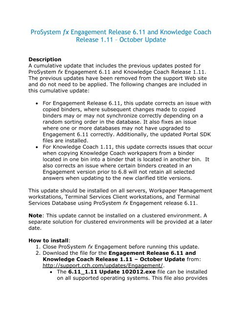 Prosystem Fx Engagement Release 6 11 And Knowledge Support - 
