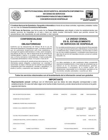 Cuestionario para establecimientos con servicios de hospedaje - Inegi