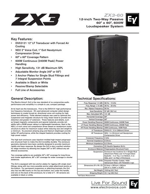 ElectroVoice EV Electro Voice エレクトロボイス ZX3-60 プロ用 PA