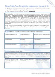 Player Profile Form Template - Thurstonland Cricket Club