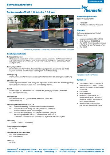 Infoblatt PS30 (PDF) - bebarmatic Parksysteme GmbH