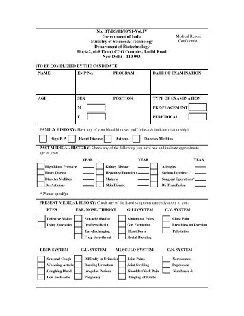 Medical Report format - Department of Biotechnology