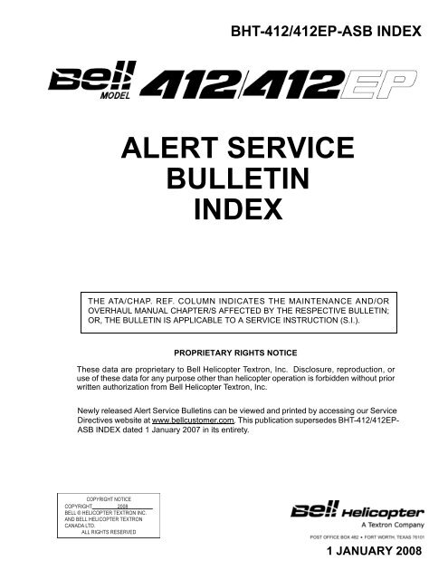 ALERT SERVICE BULLETIN INDEX - BellCustomer.com