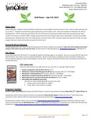 Staff Notes – April 19, 2013 Arbor Day! - California Sports Center