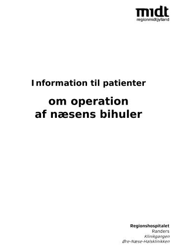 Operation af nÃ¦sens bihuler - Regionshospitalet Randers