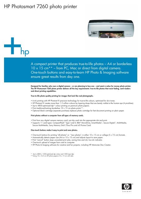 HP Photosmart 7260 photo printer