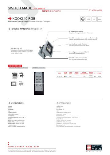 SWITCH MADE DATA SHEETS KOOKI 10 RGB