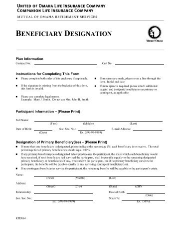 Beneficiary Designation Form - Mutual of Omaha