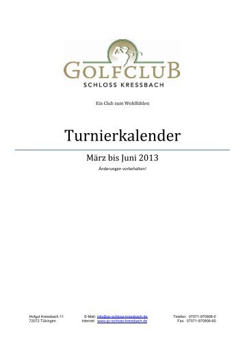 Turnierkalender - Golfclub Schloss Kressbach