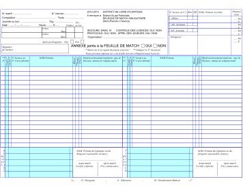 OUI NON ANNEXE jointe Ã  la FEUILLE DE MATCH