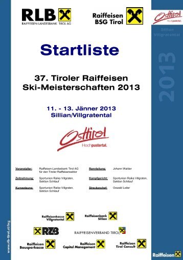 Startliste - Raiffeisen