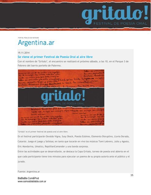 Clipping Prensa Festival Gritalo!