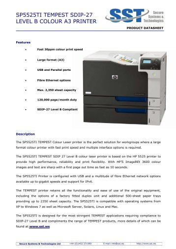 SP5525TI TEMPEST SDIP-27 Level B Printer Data Sheet ... - SST