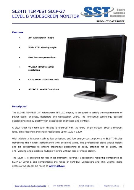 SL24TF TEMPEST SDIP-27 Level A Monitor Display Data ... - SST