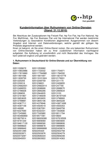 Kundeninformation zu Online Rufnummern htp 2010_12_21