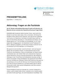 PRESSEMITTEILUNG Aktionstag: Fragen an die Fachärzte