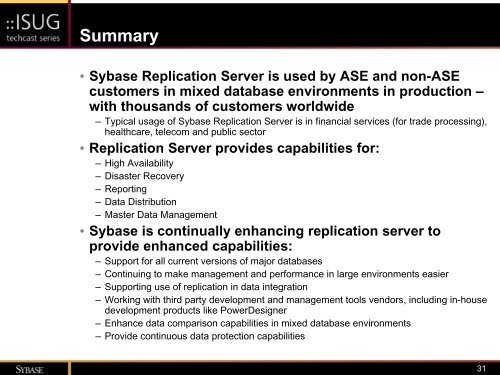 Heterogeneous Data Replication with Sybase Replication Server