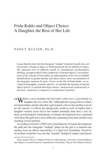 Frida Kahlo and Object Choice: A Daughter the Rest of Her ... - PsyBC