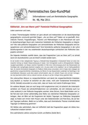 Nr. 48, Mai 2011 - AK Geographie und Geschlecht