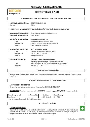 ECOTINT Black B7-SO - BESTCHEM HungÃ¡ria Kft