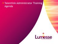 Talentlink Administrator Training Agenda - Lumesse