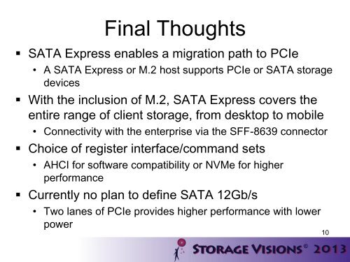 SATA Express PCIe Client Storage - SATA-IO