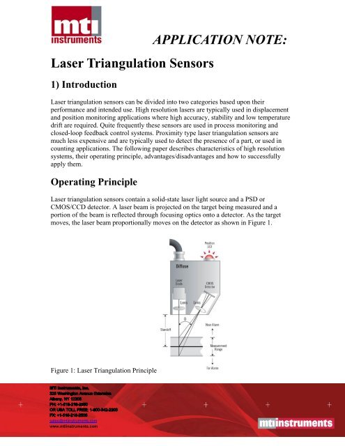 APPLICATION NOTE: Laser Triangulation Sensors - MTI Instruments ...