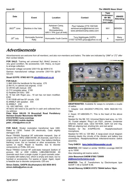 The VMARS News Sheet - VMARSmanuals