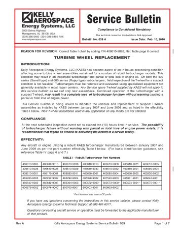 Service Bulletin #039 Rev. A - Hartzell Engine Technologies