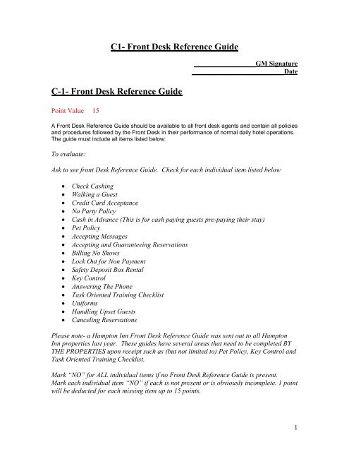Front Desk Reference Guide Island Hospitality Management