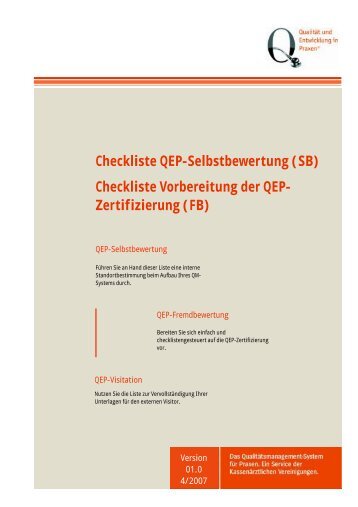 Checkliste QEP-Selbstbewertung (SB) Checkliste Vorbereitung der ...