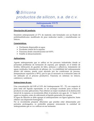 ANTIESPUMANTE VF - 72 - Silicona.com.mx