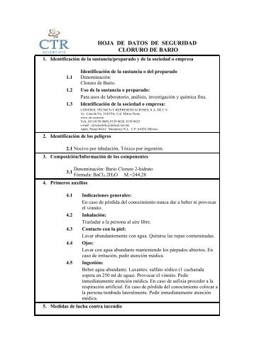 Cloruro de Bario MSDS - CTR Scientific