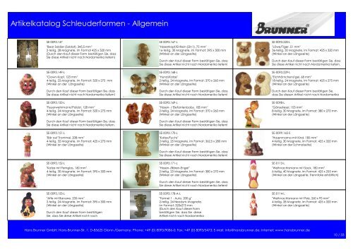 Artikelkatalog Schleuderformen - Allgemein - Hans Brunner GmbH