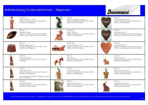 Artikelkatalog Schleuderformen - Allgemein - Hans Brunner GmbH