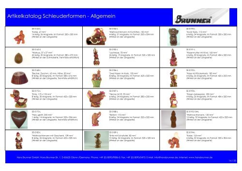 Artikelkatalog Schleuderformen - Allgemein - Hans Brunner GmbH