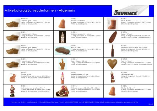 Artikelkatalog Schleuderformen - Allgemein - Hans Brunner GmbH