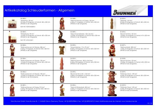 Artikelkatalog Schleuderformen - Allgemein - Hans Brunner GmbH