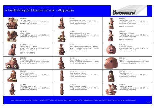 Artikelkatalog Schleuderformen - Allgemein - Hans Brunner GmbH